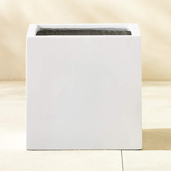 Ash Square White Cement Indoor/Outdoor Planter Small