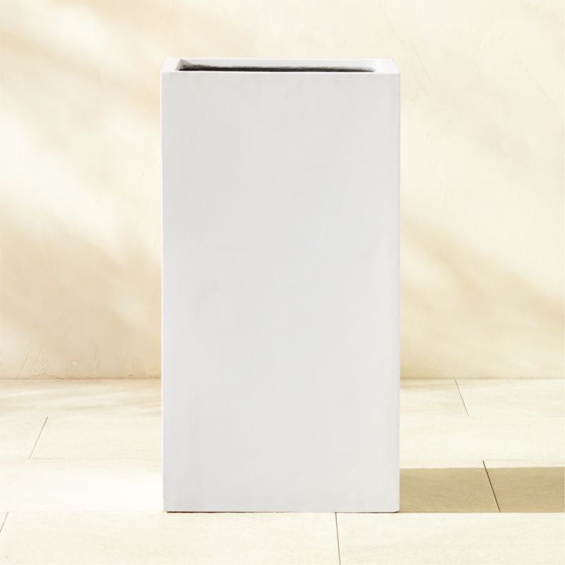 Ash Square White Cement Indoor/Outdoor Planter Tall - image 0 of 6