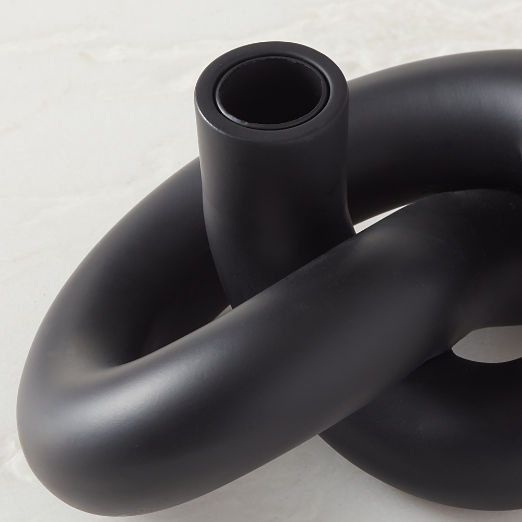 Asha Black Knotted Double Taper Candle Holder