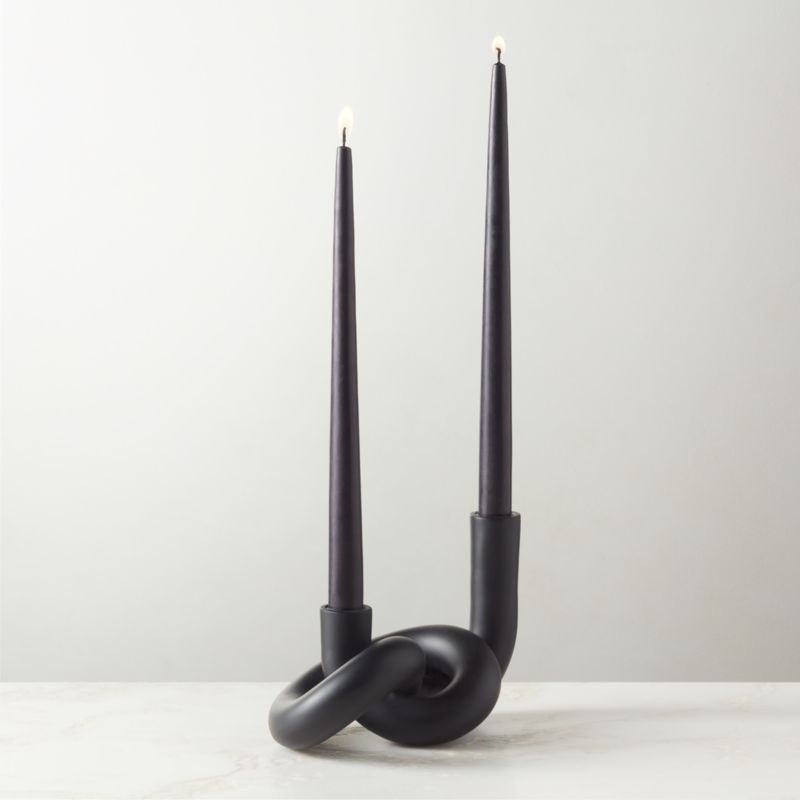 Viewing product image Asha Black Knotted Double Taper Candle Holder - image 1 of 8