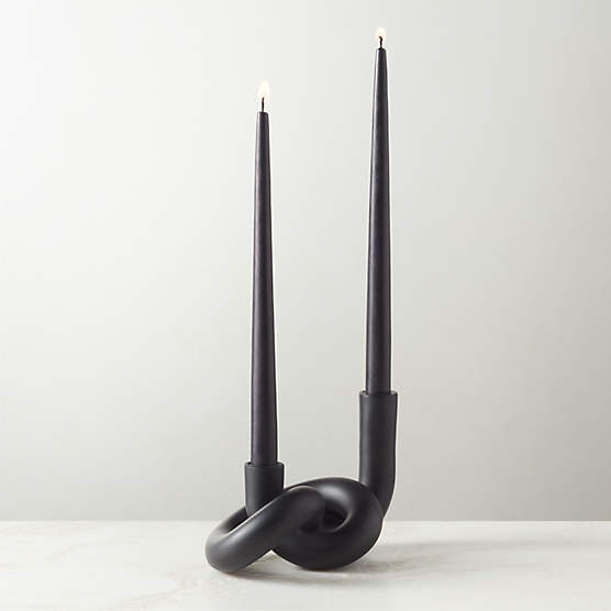 Asha Black Knotted Double Taper Candle Holder