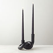 Asha Black Knotted Double Taper Candle Holder
