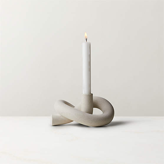 Asha Speckled Cement Knotted Taper Candle Holder
