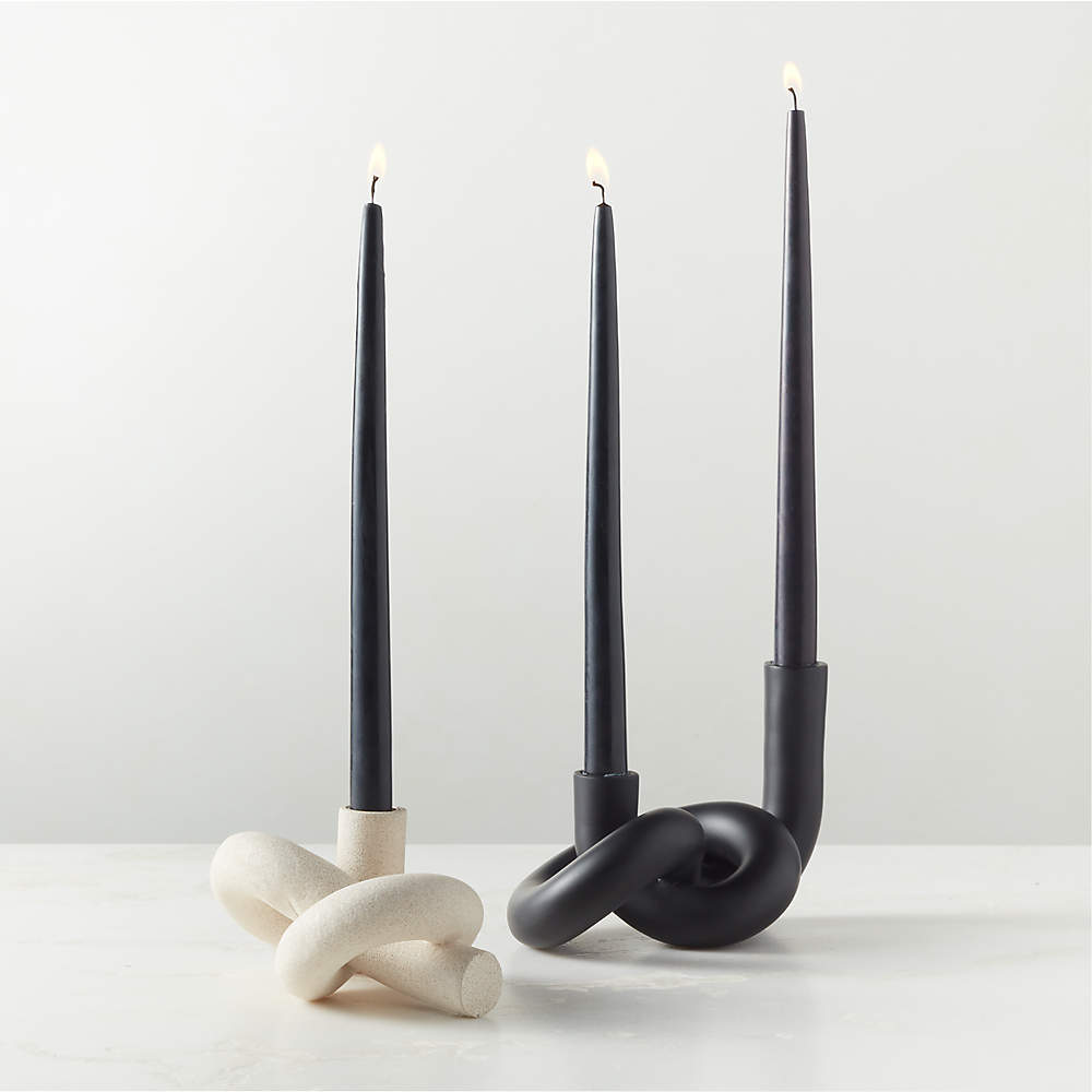 Kava Neutral Glass Taper Candle Holders Set of 3