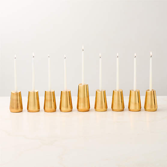Asher Aged Brass Hanukkah Menorah