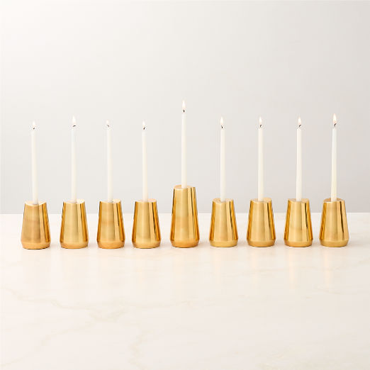 Asher Aged Brass Hanukkah Menorah