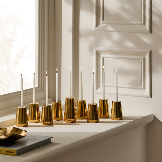 Asher Aged Brass Hanukkah Menorah