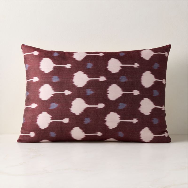 View Asher Burgundy Turkish Silk Satin Throw Pillow with Down-Alternative Insert 22"x15" details