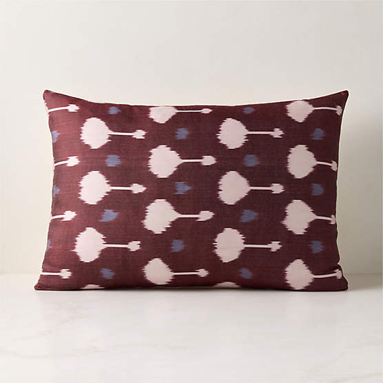 Asher Burgundy Turkish Silk Satin Throw Pillow with Down-Alternative Insert 22"x15"