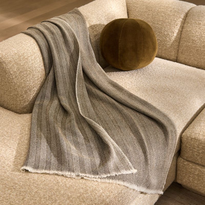 Ashwood Green Herringbone Wool Throw Blanket 50"x70" by Todd Snyder - image 1 of 5