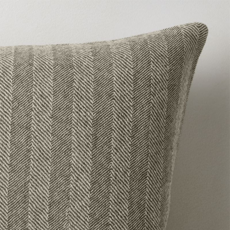 Ashwood Green Herringbone Wool Throw Pillow with Down-Alternative Insert 20"x20" by Todd Snyder - image 1 of 4