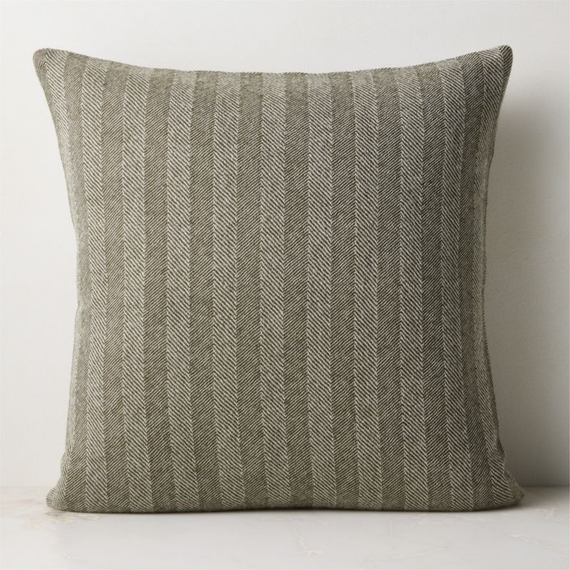 Viewing product image Ashwood Green Herringbone Wool Throw Pillow with Down-Alternative Insert 20"x20" by Todd Snyder - image 1 of 4
