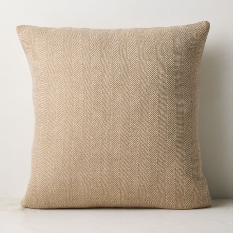 Viewing product image Ashwood Natural Herringbone Wool Throw Pillow with Down-Alternative Insert 20"x20" by Todd Snyder - image 1 of 4