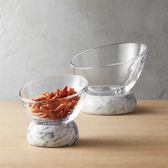 Askew Marble and Glass Serving Bowls Set of 2