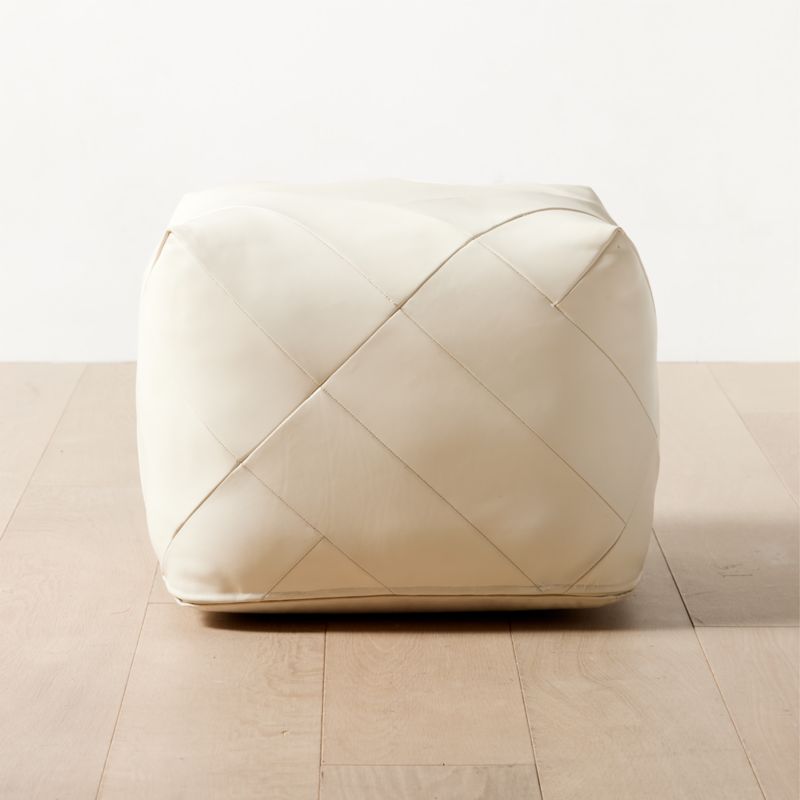 Leather pouf deals white