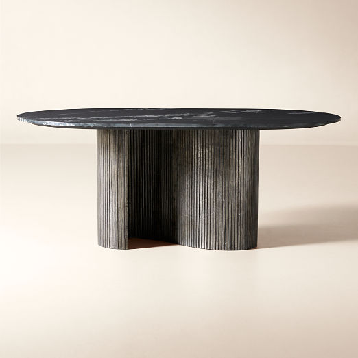 Aster 72" Oval Black Marble and Aluminum Dining Table