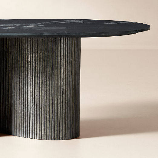 Aster 72" Oval Black Marble and Aluminum Dining Table
