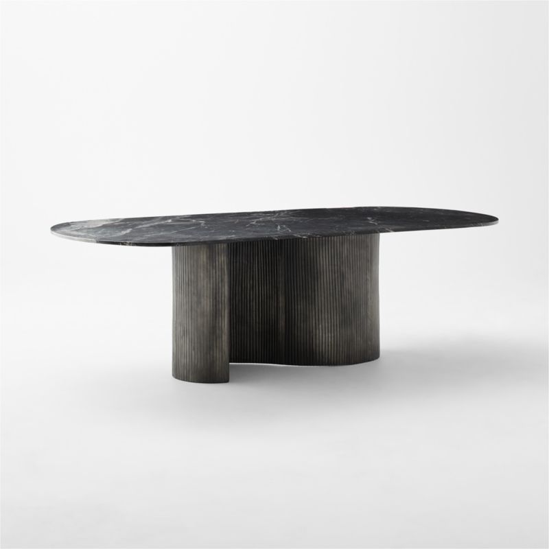 Aster 96" Oval Black Marble and Aluminum Dining Table - image 7 of 13