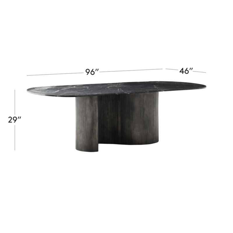 View Aster 96" Oval Black Marble and Aluminum Dining Table - image 3 of 13