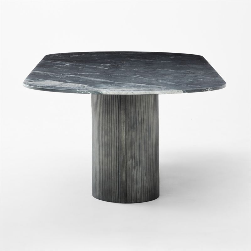 Aster Oval Black Marble and Aluminum Dining Table 96