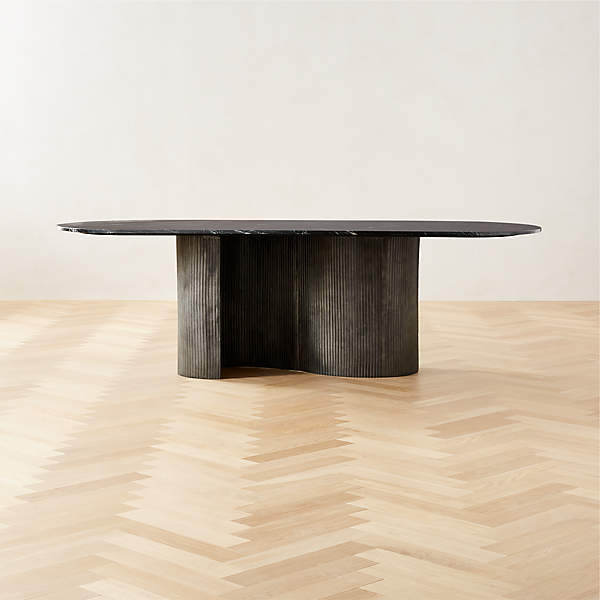 Aster Modern Black Marble and Aluminum Dining Table + Reviews | CB2
