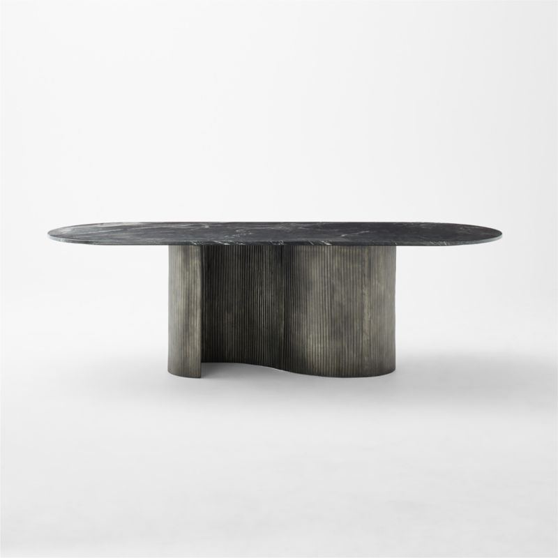 Aster 96" Oval Black Marble and Aluminum Dining Table - image 6 of 13