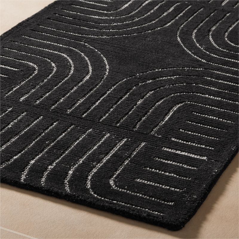 Asti Hand-Tufted Black and White New Zealand Wool Runner Rug 2.5'x8' - image 3 of 4