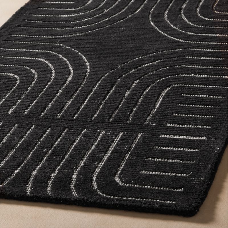 Asti Hand-Tufted Black and White New Zealand Wool Runner Rug 2.5'x8' - image 2 of 4