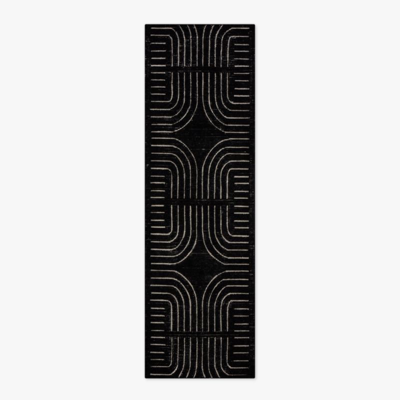 View Asti Hand-Tufted Black and White New Zealand Wool Runner Rug 2.5'x8' details
