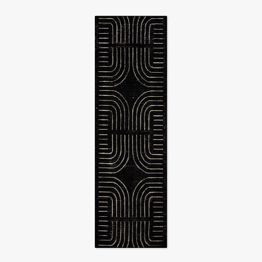 Asti Hand-Tufted Black and White New Zealand Wool Runner Rug 2.5'x8'