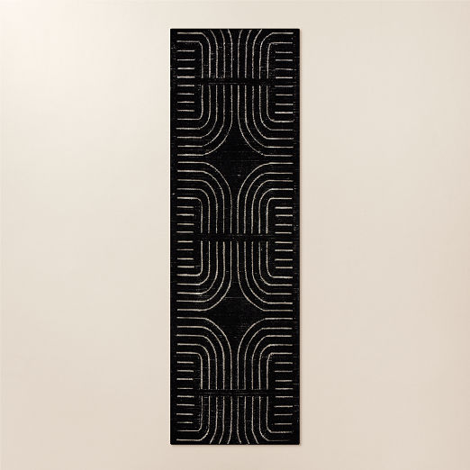 Asti Hand-Tufted Black and White New Zealand Wool Runner Rug 2.5'x8'