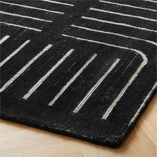 Asti Hand-Tufted Black and White New Zealand Wool Area Rug