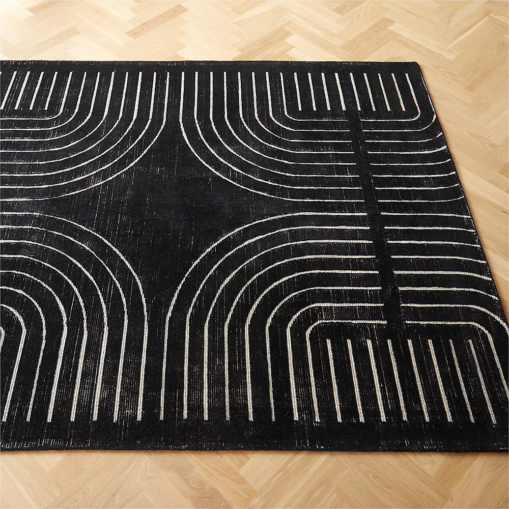 Black and White Rug, 9x12 Area Rug, Wool Area Rug