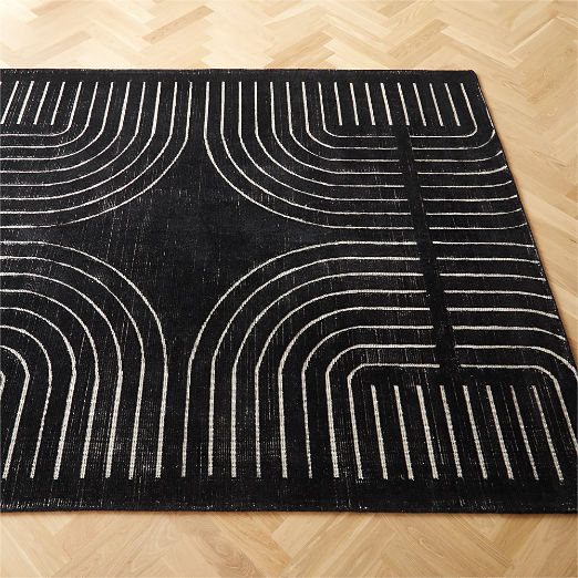 Asti Black and White Hand-Tufted New Zealand Wool Area Rug