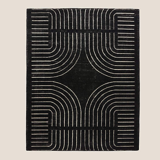 Asti Hand-Tufted Black and White New Zealand Wool Area Rug 8'x10'