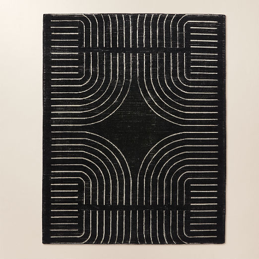 Asti Hand-Tufted Black and White New Zealand Wool Area Rug 8'x10'