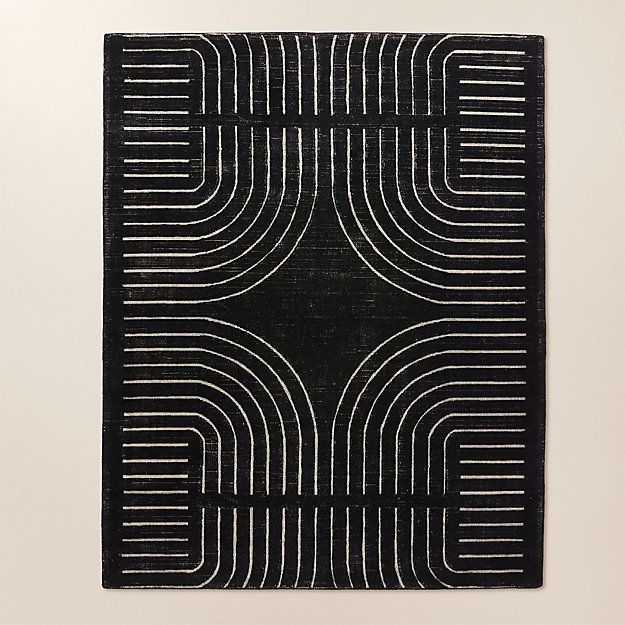 Asti Hand-Tufted Black and White New Zealand Wool Area Rug 8'x10