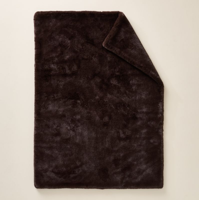 Astor Double-Sided Dark Brown Faux Fur Throw Pillow With Feather-Down Insert And Throw Blanket Set - image 5 of 6