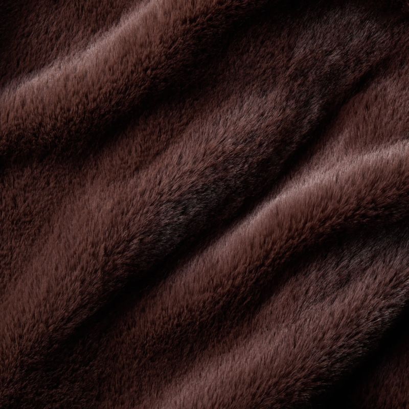 Astor Double-Sided Dark Brown Faux Fur Throw Pillow With Feather-Down Insert And Throw Blanket Set - image 2 of 6