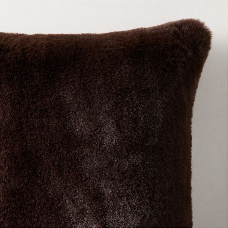 Astor Double-Sided Dark Brown Faux Fur Throw Pillow With Feather Down Insert 20"X20" - image 1 of 4