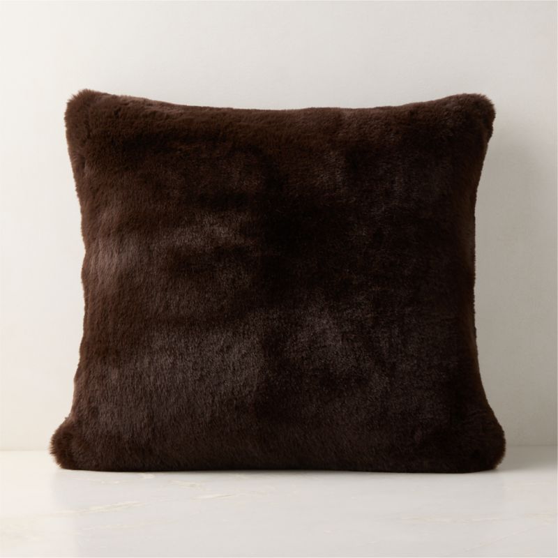 Astor Double-Sided Dark Brown Faux Fur Throw Pillow With Feather-Down Insert And Throw Blanket Set - image 3 of 6