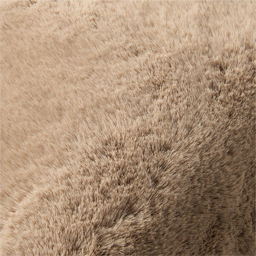 Astor Light Brown Faux Fur Throw Pillow and Throw Blanket Set