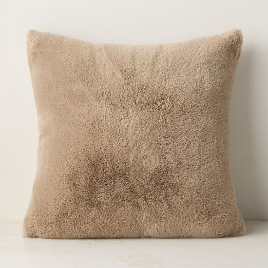 Astor Double-Sided Light Brown Faux Fur Throw Pillow 20"x20"