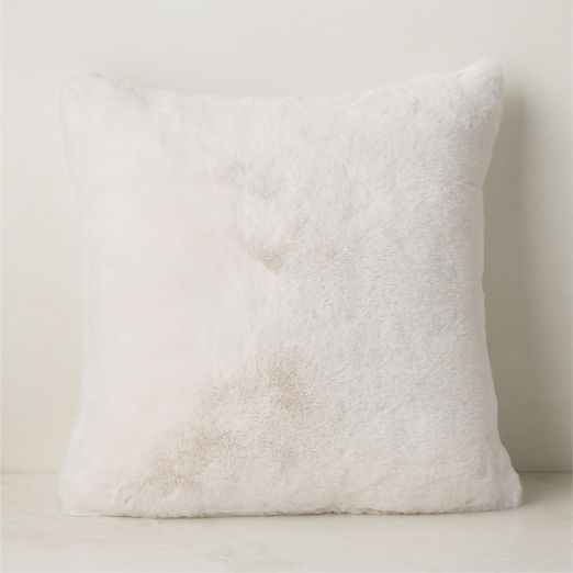 Astor Warm White Faux Fur Throw Pillow Cover 20"x20"