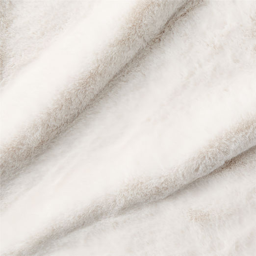Astor Double-Sided Warm White Faux Fur Throw Pillow and Throw Blanket Set
