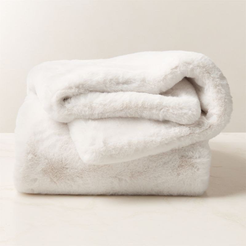 View Astor Double-Sided Warm White Faux Fur Throw Blanket 50"x70" details