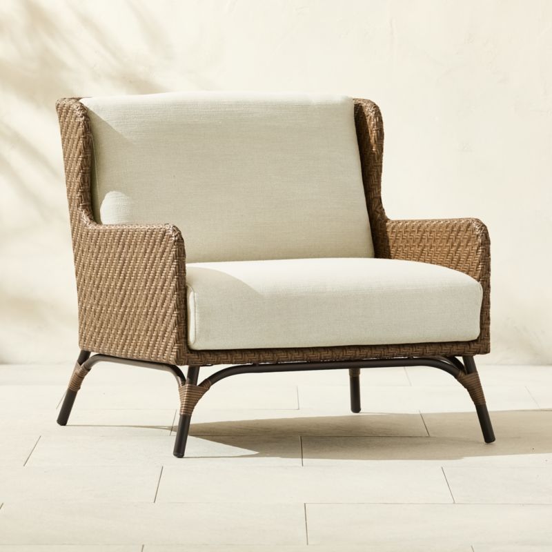 Astoria All-Weather Rattan Outdoor Lounge Chair with Warm White Sunbrella® Cushions - image 3 of 7