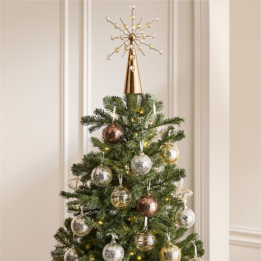Textured Metallic Glass Christmas Tree Ornaments 5" Set of 4