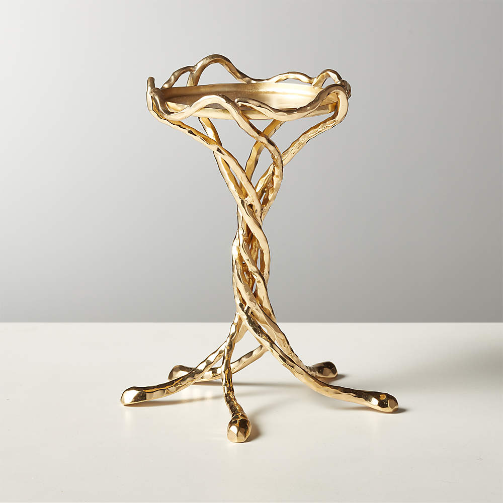 Athena Brass Pillar Candle Holder