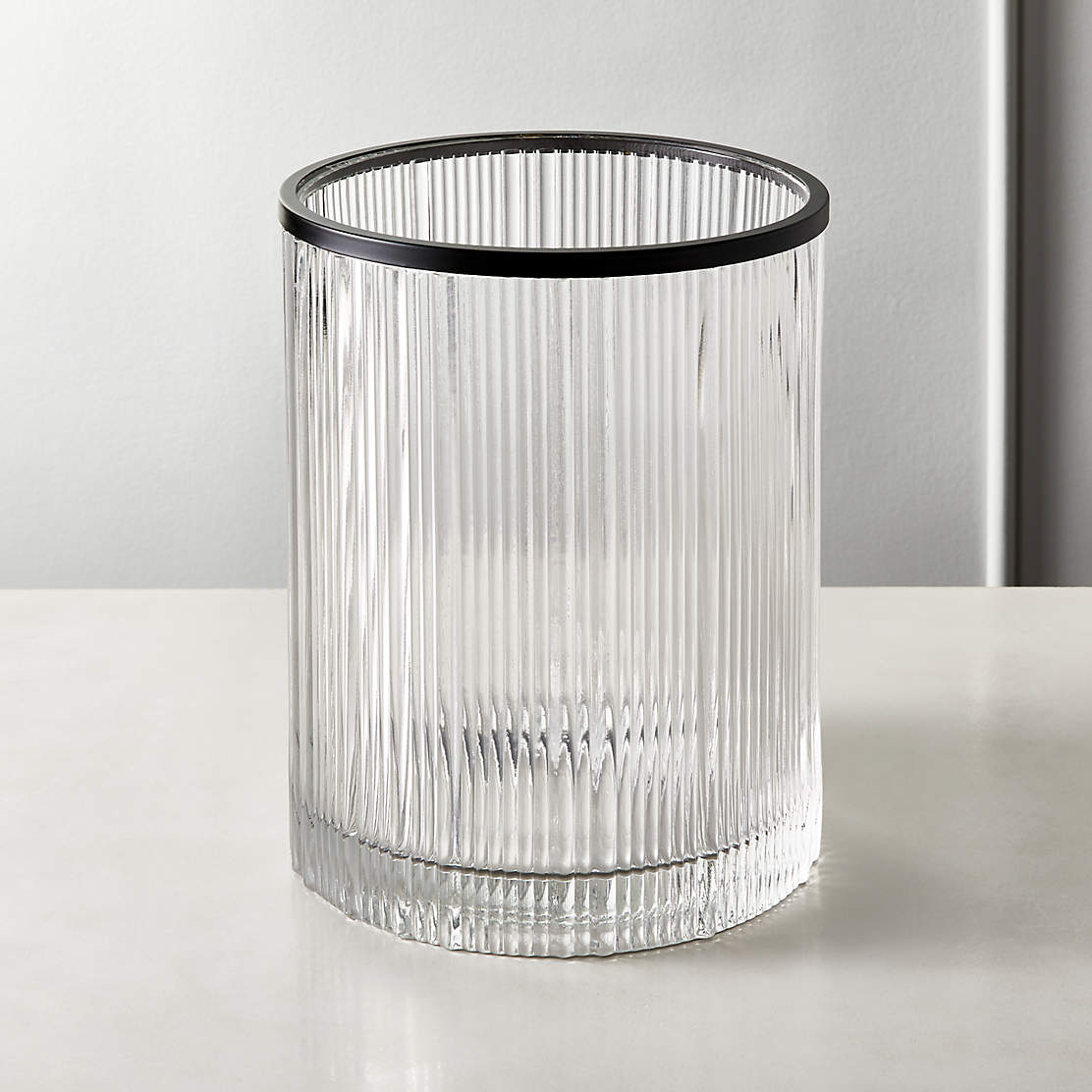 Athena Ribbed Glass Vanity Tray + Reviews CB2
